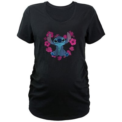 Kohl's Disney's Lilo & Stitch Flower Heart Stitch Maternity V-Neck Graphic Tee