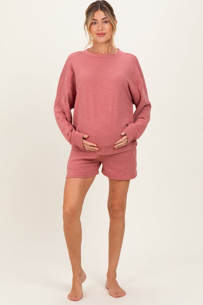 PinkBlush Rose Maternity Pullover & Shorts Set