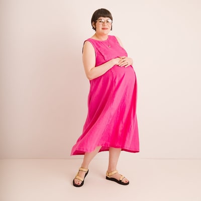 For The Creators Lucy Dress - Maternity + Breastfeeding friendly - Pink Linen
