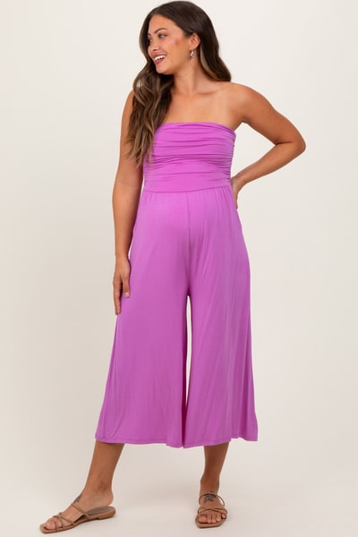 PinkBlush Lavender Double Layered Strapless Tube Top Maternity Jumpsuit