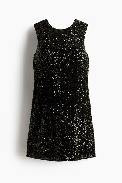 H&M MAMA Bow-Detail Sequined Dress