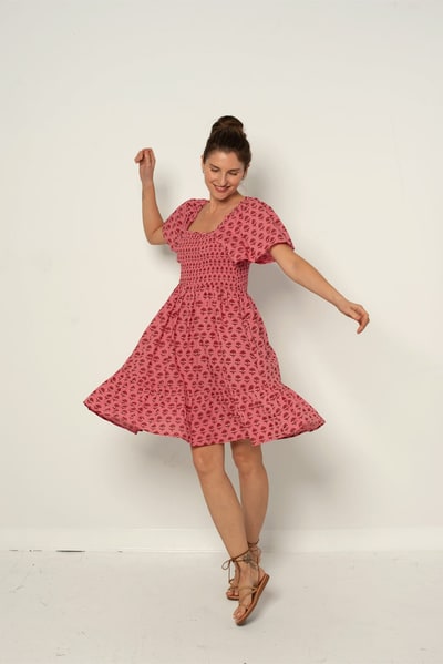 For The Creators Delilah Dress Red and Pink Hydrangea