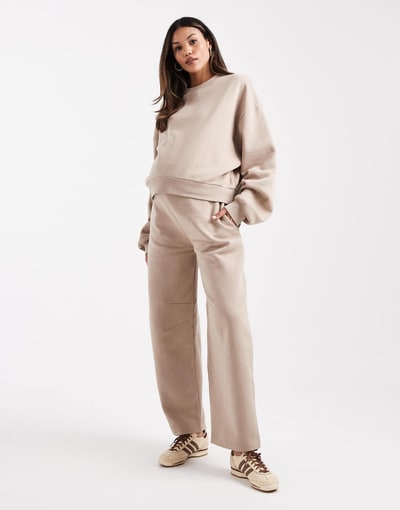 ASOS barrel leg sweatpants in mocha taupe