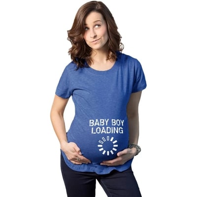 Target Maternity Baby Boy Loading Funny Nerdy Pregnancy Announcement T shirt - Crazy Dog Maternity T Shirt for Nerds Royal L