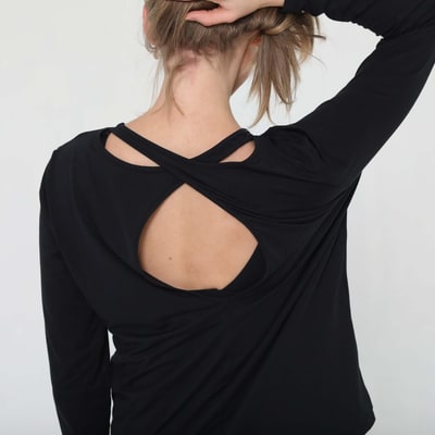 Milk & Baby Harper Cross Back Long Sleeve Nursing Top | Noir
