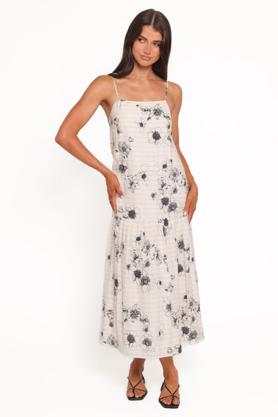 Petal & Pup Martine Maxi Dress - Black/Ivory Floral