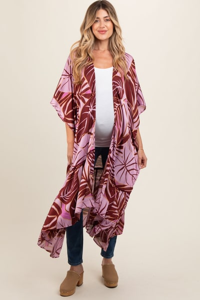 PinkBlush Lavender Tropical Print Long Maternity Cover Up
