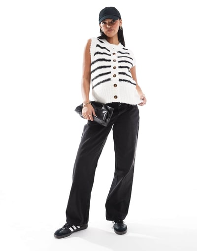 ASOS Vero Moda Maternity wide leg over the bump waistband jeans in washed black