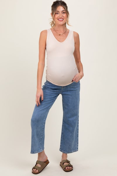 PinkBlush Light Wash Cropped Denim Maternity Jeans