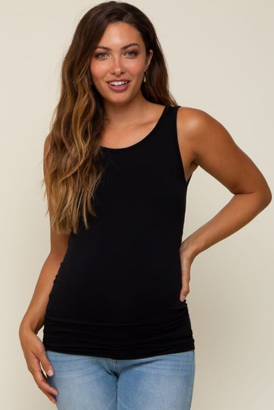 PinkBlush Black Basic Seamless Maternity Tank