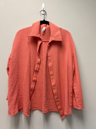 Latched Mama Outlet 7281 - Latched Mama Coastline Cotton Button Up Nursing Shirt - SUNRISE - Extra Small