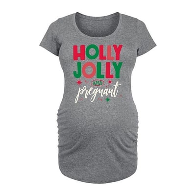 Kohl's Maternity Holly Jolly And Pregnant Graphic Tee