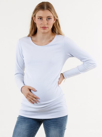 Angel Maternity Basic White Long Sleeve Cotton Maternity Top