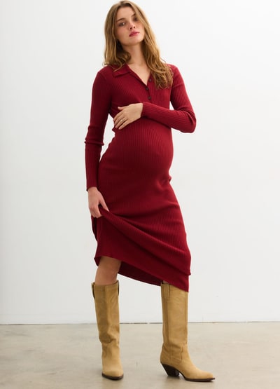 HATCH The Averie Polo Rib Sweater Dress