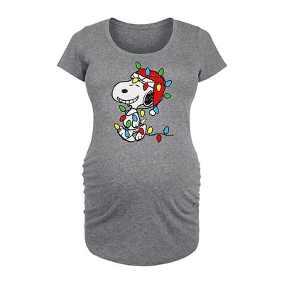Kohl's Maternity Peanuts Snoopy Xmas Lights Graphic Tee