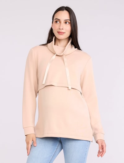 Motherhood Maternity Funnel Neck Nursing Sweatshirt