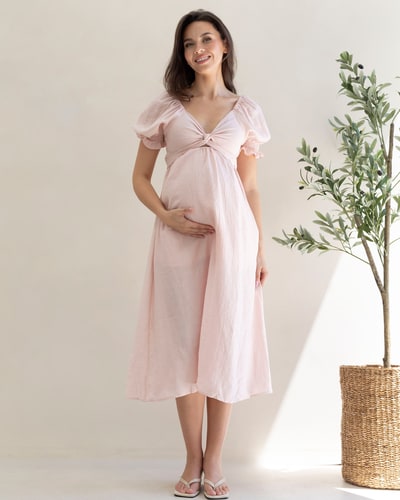 Angel Maternity Fabia Reversible Tie Maternity Dress In Soft Pink