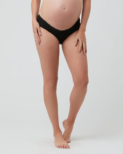 Ripe Maternity Organic Cotton Lacey Briefs Black