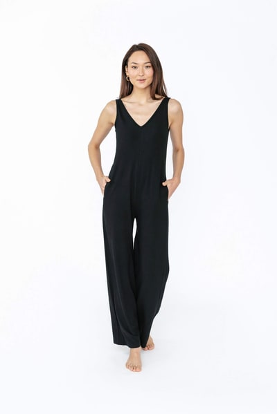 Smash + Tess Tuesday Wide Leg Romper in Midnight Black