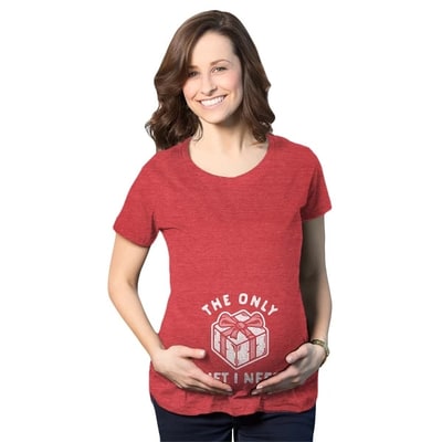 Target Maternity The Only Gift I Need T Shirt Cute Christmas Pregnancy Baby Bump Novelty Tee - Crazy Dog Maternity T Shirt Gift For Christmas Red S