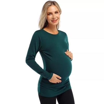 Target Shirts for Maternity Long Sleeve Basic Casual Lightweight Ruch Sides Blouse Tops