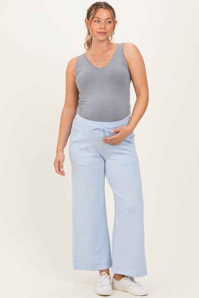 PinkBlush Light Blue Ankle Wide Leg Maternity Lounge Pants