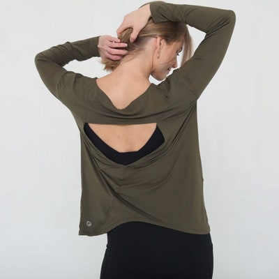 Milk & Baby Hazel Open Back Long Sleeve Nursing Top  | Cactus