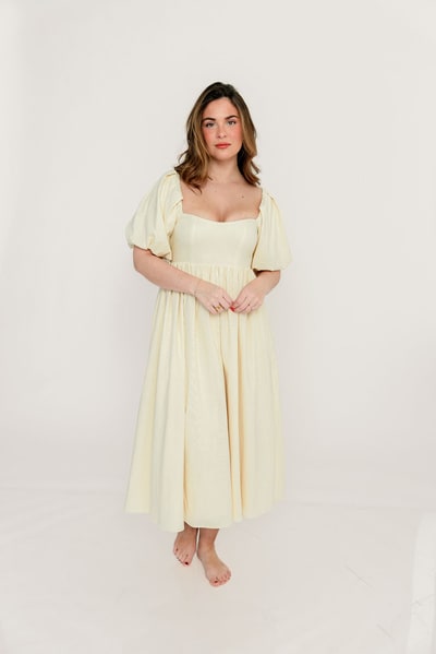 Worth Collective Hamilton Midi Dress in Butter - Bump Friendly (S-XL)