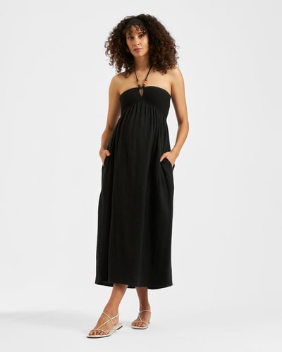 Ripe Maternity Evie Crochet Dress  Black