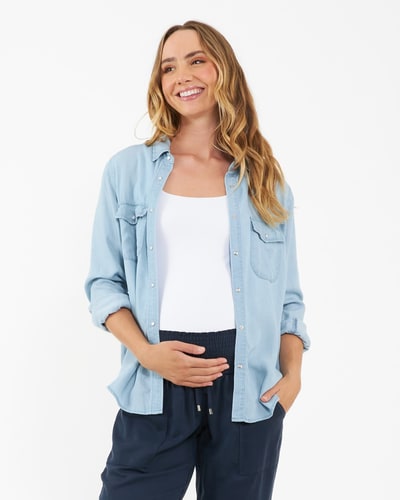 Ripe Maternity Bec Chambray Shirt  Clean Fade