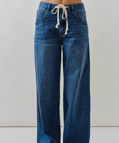 Bump City The Drawstring Waist Bottom Fly Straight Jeans