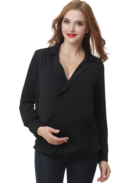 Kimi + Kai Kimi + Kai Maternity "Brook" Surplice Drape Front Nursing Blouse