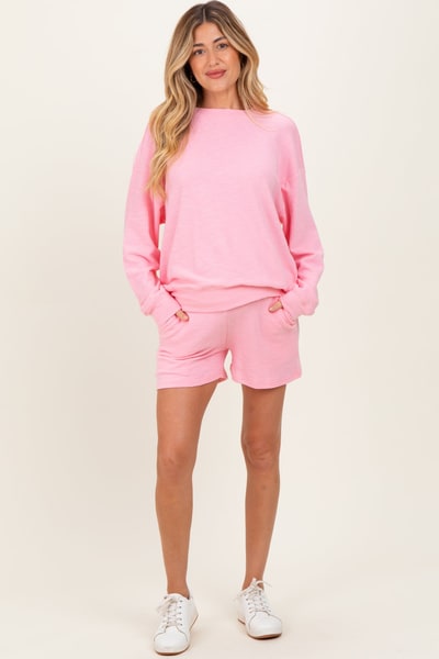 PinkBlush Pink Maternity Pullover & Shorts Set