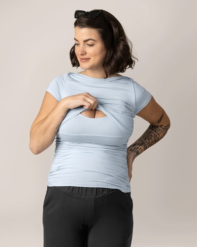 Kindred Bravely Kiera Boat Neck Maternity & Nursing Top | French Blue