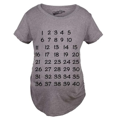 Target Maternity Calendar Countdown Pregnancy Tee Mark Off Baby Announcement T Shirt - Crazy Dog Maternity T Shirt with Fun Design Dark Grey M