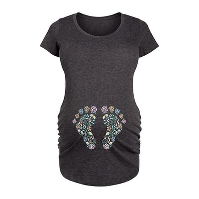 Kohl's Maternity Floral Footprint Belly Graphic Tee