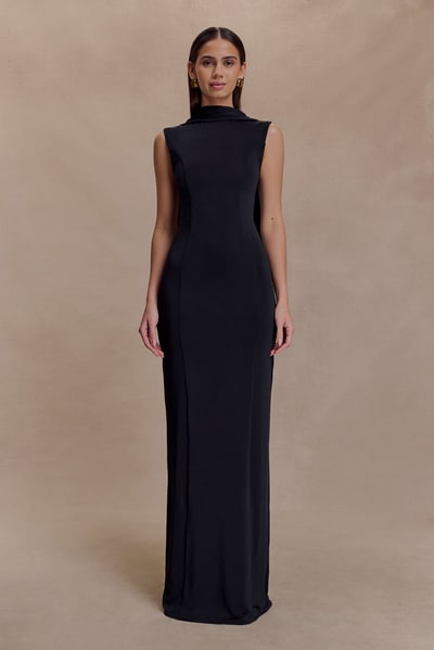 MESHKI Wisteria Slinky Maxi Dress With Scarf