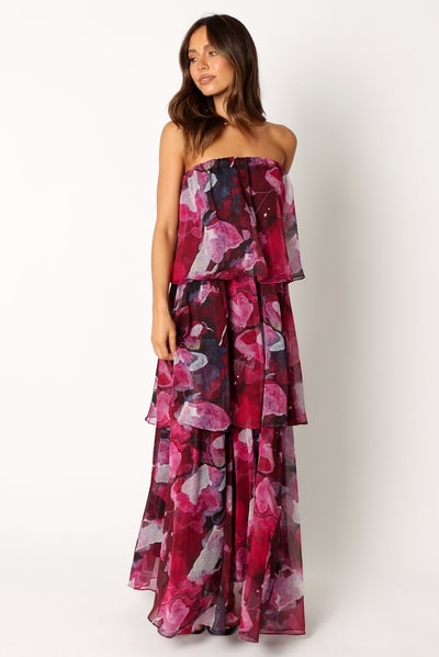 Petal & Pup Bloom Strapless Maxi Dress - Purple Floral