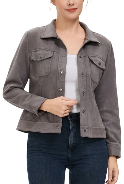 Kimi + Kai Kimi + Kai Women's Faux Suede Trucker Jacket