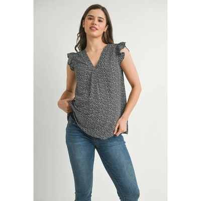 Target Hello Miz Women's V Neck Flutter Cap Sleeve Maternity Top - Black - Large