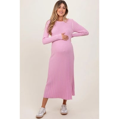 Target Pinkblush Pink Thick Ribbed Knit Maternity Maxi Sweater Dress Large