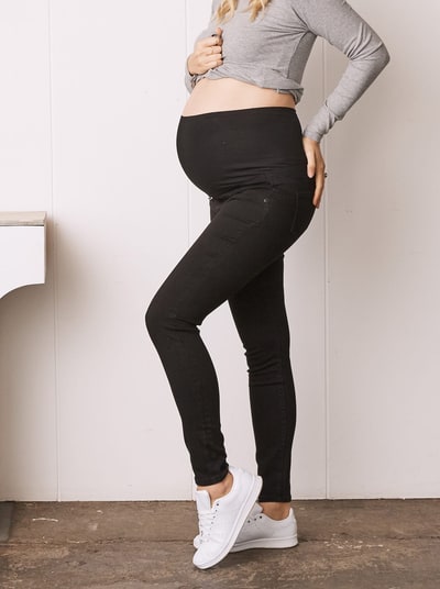 Angel Maternity Julie Over the Bump Skinny Maternity Denim Jeans Black