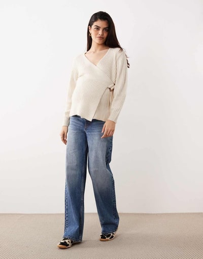 ASOS wrap cardigan in oatmeal