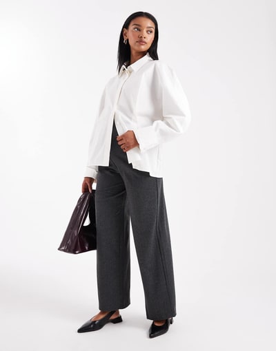 ASOS Vero Moda Maternity wide leg jersey pants in black herringbone