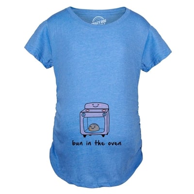 Target Maternity Bun In The Oven T shirt Funny Pregnancy Announcement New Baby Tee - Crazy Dog Maternity T Shirt For Foodies Light Blue XXL