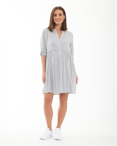 Ripe Maternity Sam Stripe Dress  Slate / White