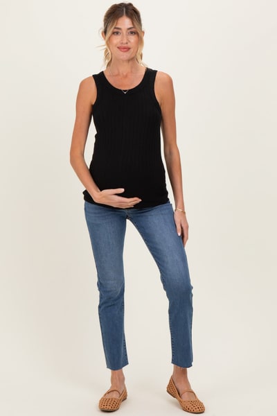 PinkBlush Blue Slim Fit Raw Hem Maternity Jeans