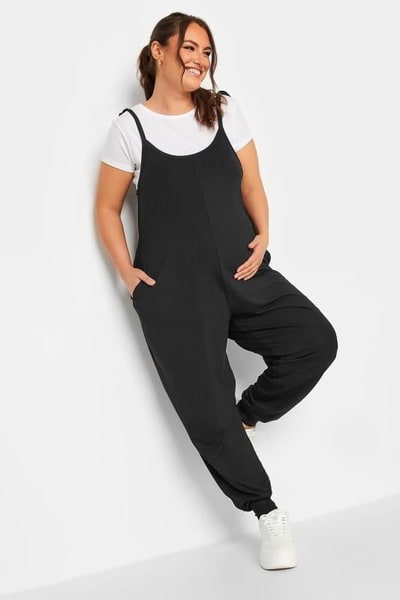Yours Clothing BUMP IT UP MATERNITY Black Oversized Jumpsuit