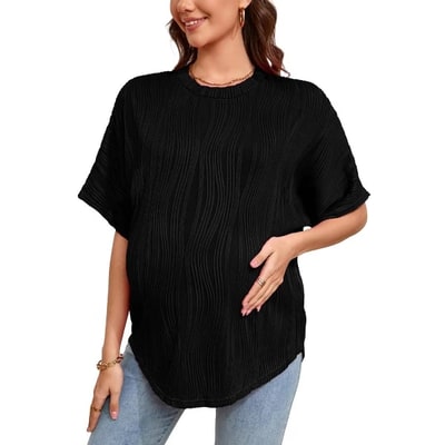 Target blueWomen's Maternity Dolman Top Short Sleeve Loose Fit Pregnancy Comfort Casual Blouse black M
