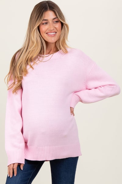 PinkBlush Light Pink Soft Knit Basic Maternity Sweater